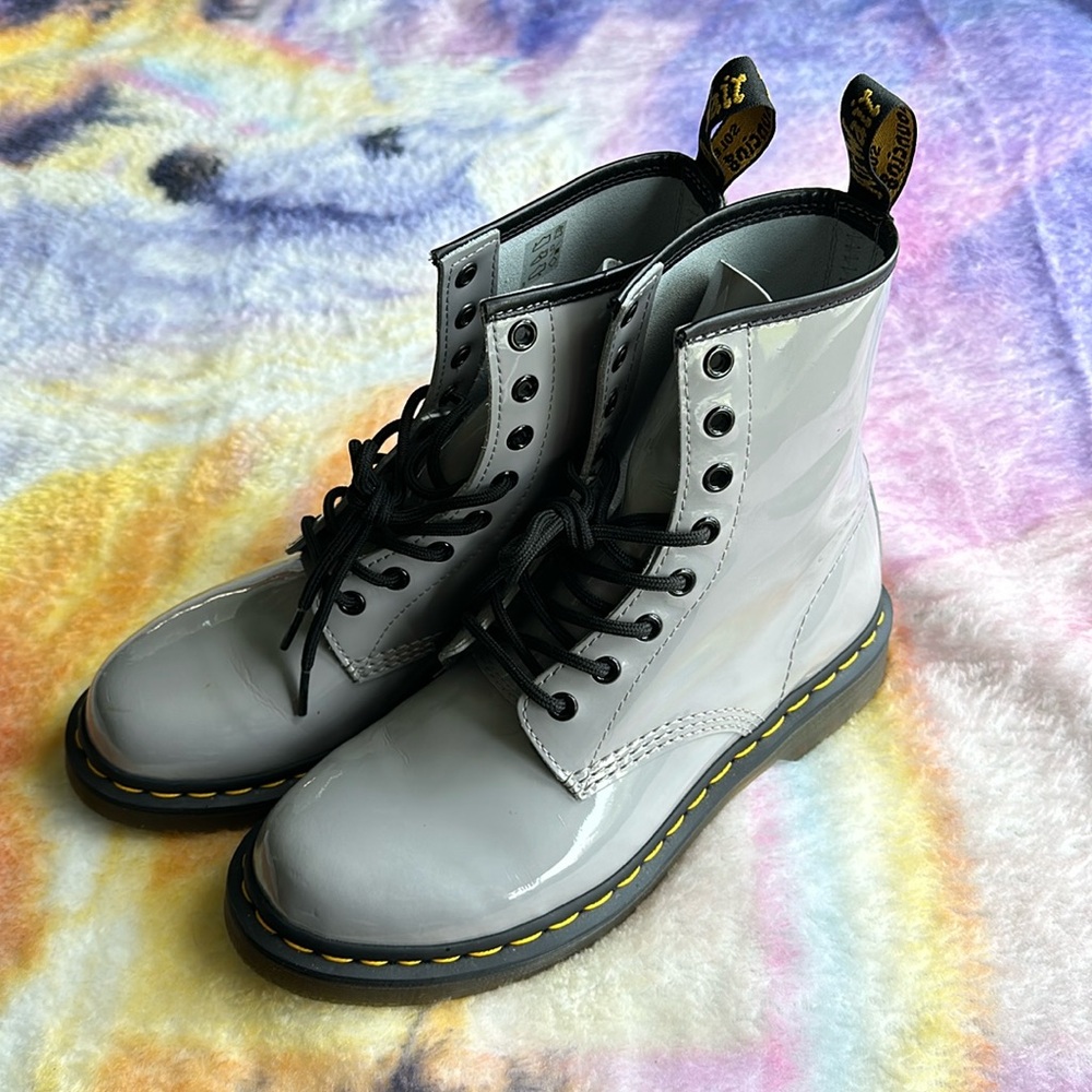 Gray 1460 Patent Leather Docs 🥾